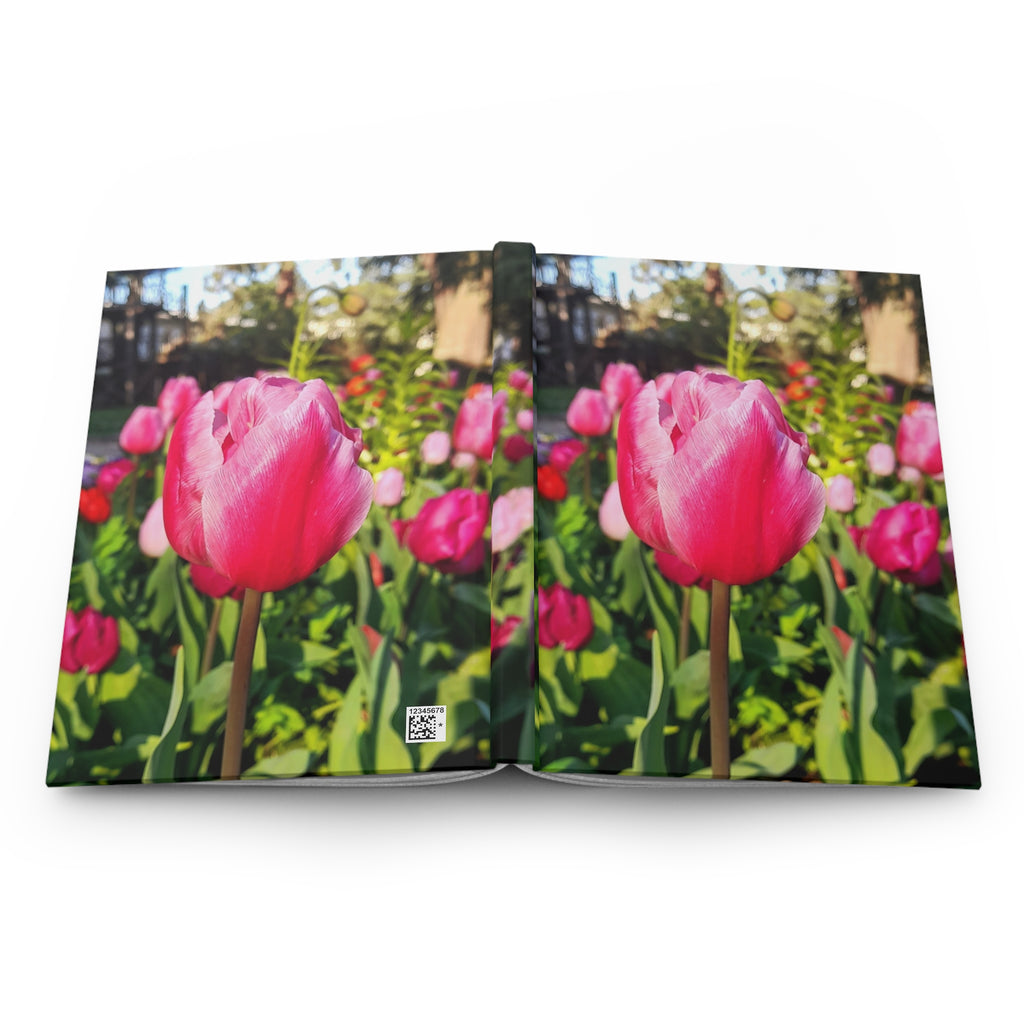 Pink Tulip Hardcover Journal — Floral Photography Notebook for Spring, Gardening & Daily Notes