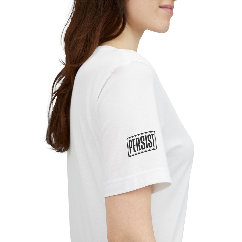 Persist Minimalist T-Shirt — Motivational Chest & Sleeve Graphic Tee
