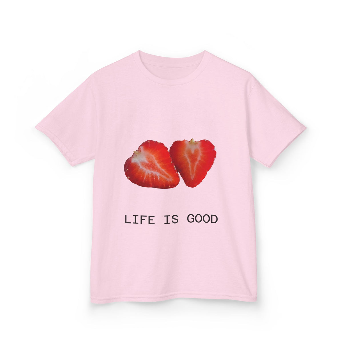 Kids Strawberry Heart Tee — Cute Fruit Graphic Playful Kids T-Shirt