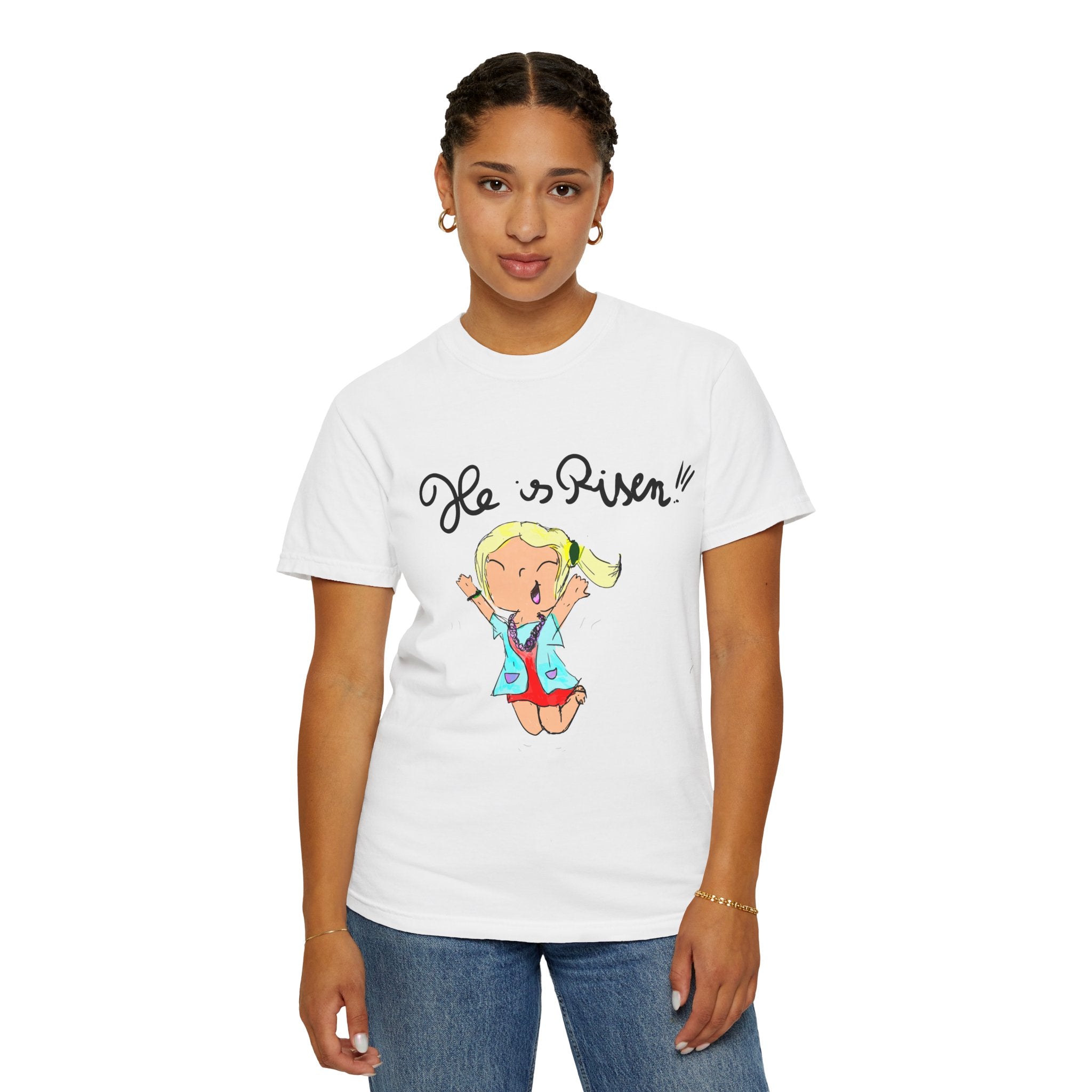 He Is Risen! Kids’ Hand-Drawn T-Shirt — Child Art Tee