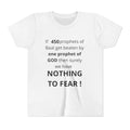 Youth T-Shirt — 1 Kings 18:27 “Don’t Fear Our God Is Strong” (Designed by 12-Year-Old)