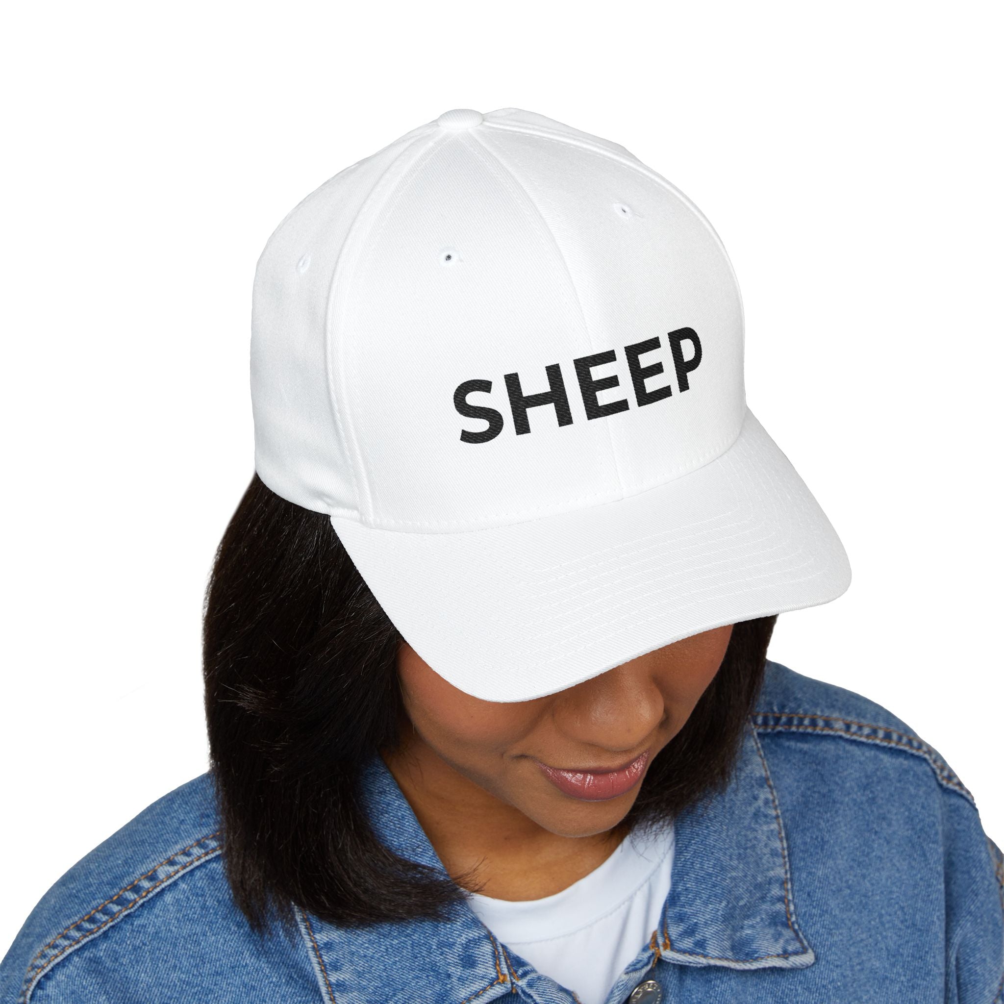 Embroidered 'SHEEP' Closed-Back Cap
