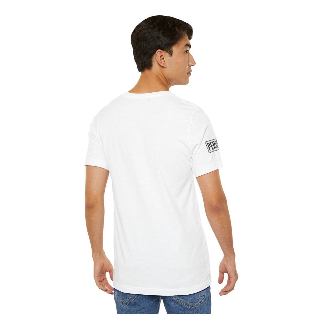 Persist Minimalist T-Shirt — Motivational Chest & Sleeve Graphic Tee