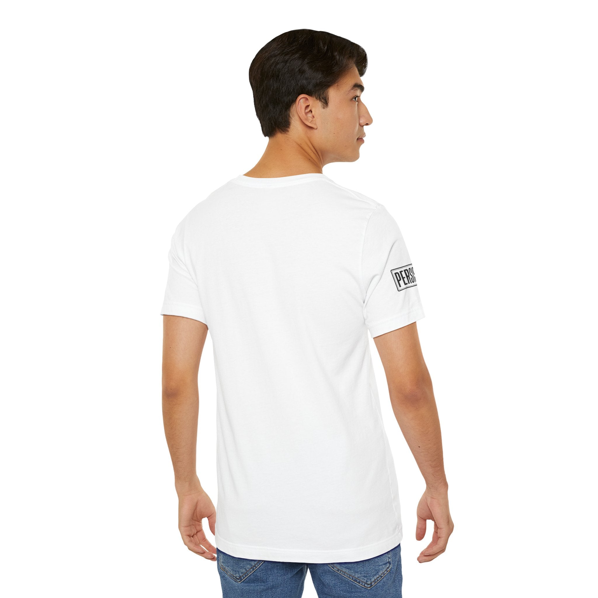 Persist Minimalist T-Shirt — Motivational Chest & Sleeve Graphic Tee