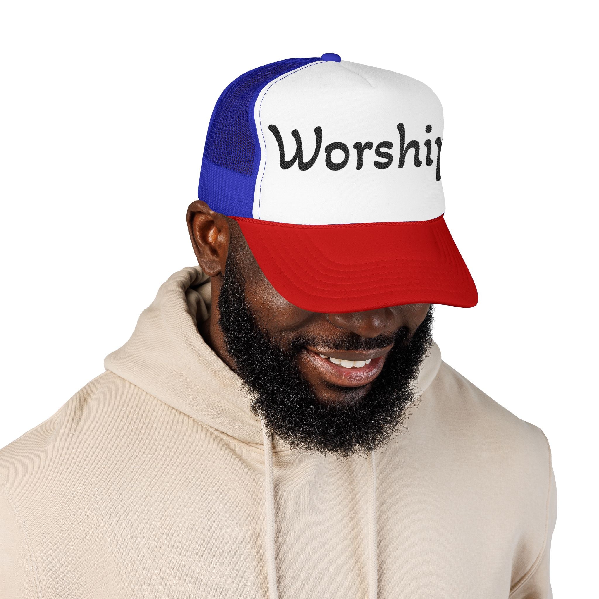 Worship Team Foam Trucker Hat — 'Worship' Church Camp & Service Cap