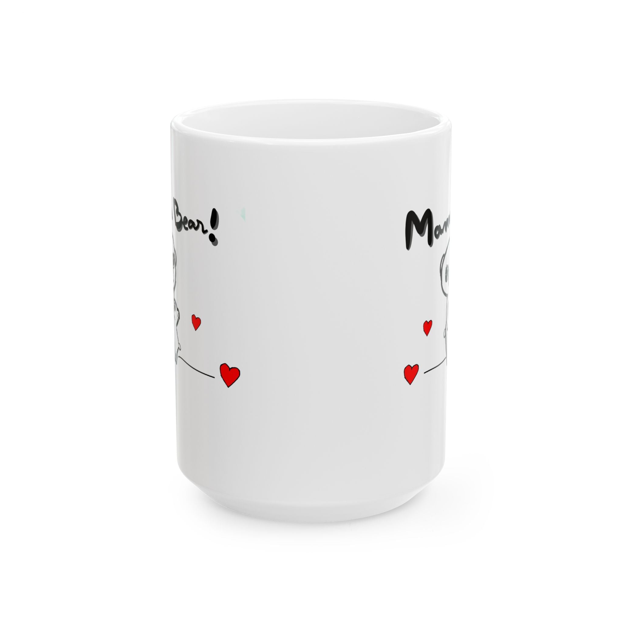 Mama Bear Ceramic Mug — Cute Mom & Baby Bear Hand-Drawn Design (11oz/15oz)