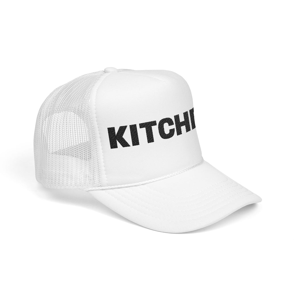 Kitchen Trucker Hat — Retro Foam Front Cap with Bold 'KITCHEN' Text