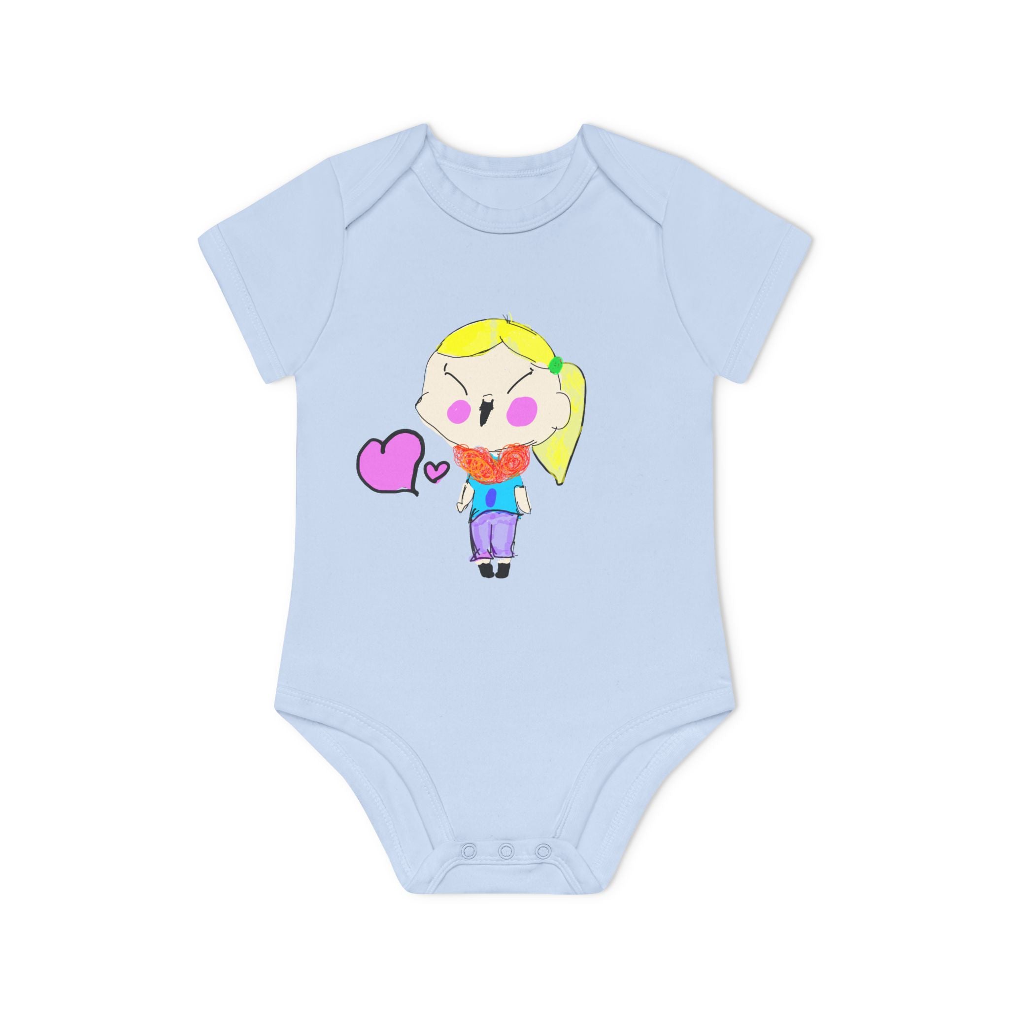 Baby Bodysuit hand-drawn by an 8 year old Girl — Child’s Artwork Infant Organic Short Sleeve