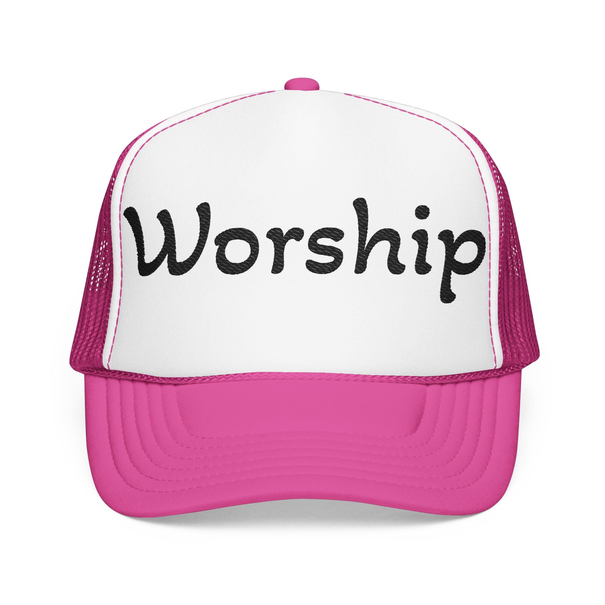 Worship Team Foam Trucker Hat — 'Worship' Church Camp & Service Cap