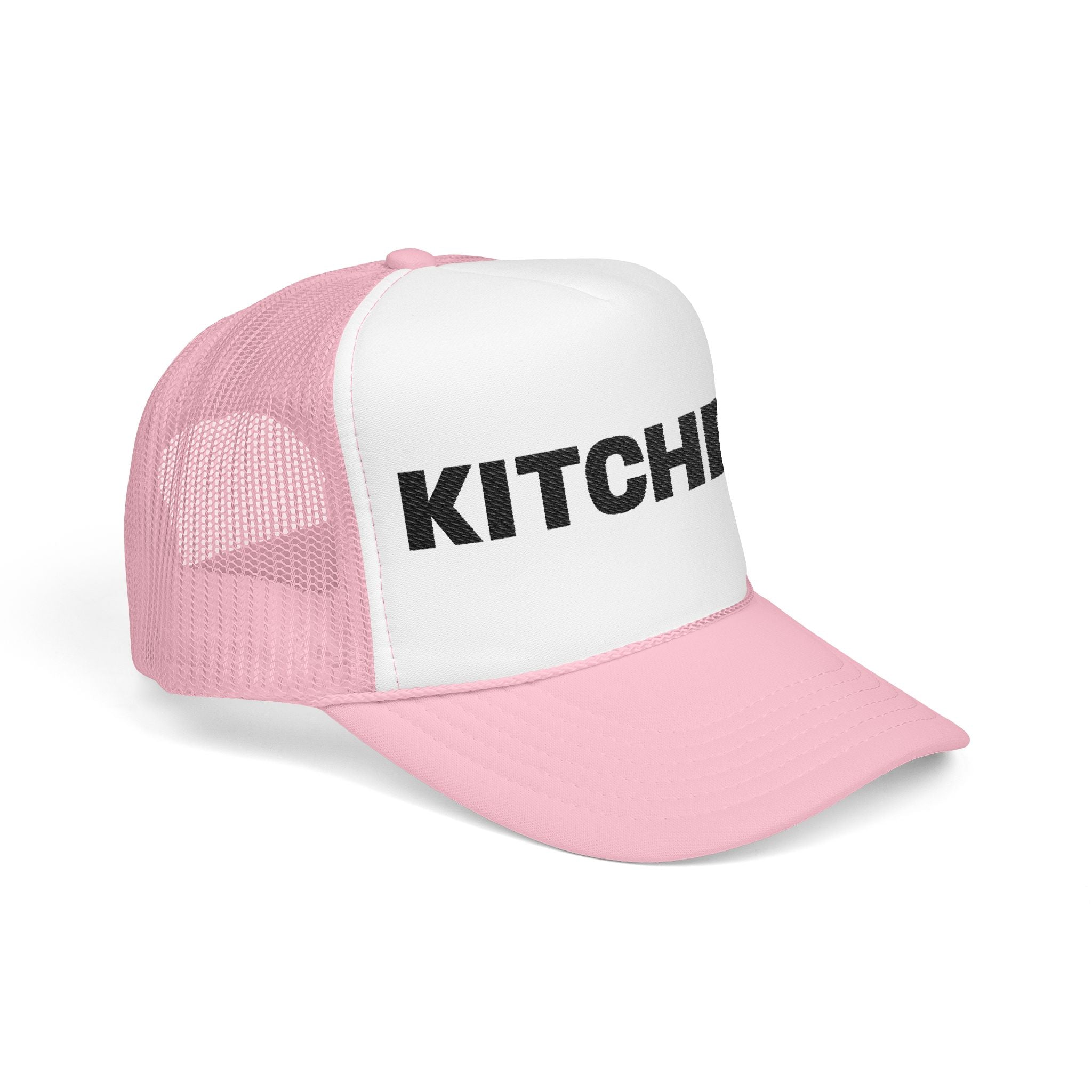 Kitchen Trucker Hat — Retro Foam Front Cap with Bold 'KITCHEN' Text