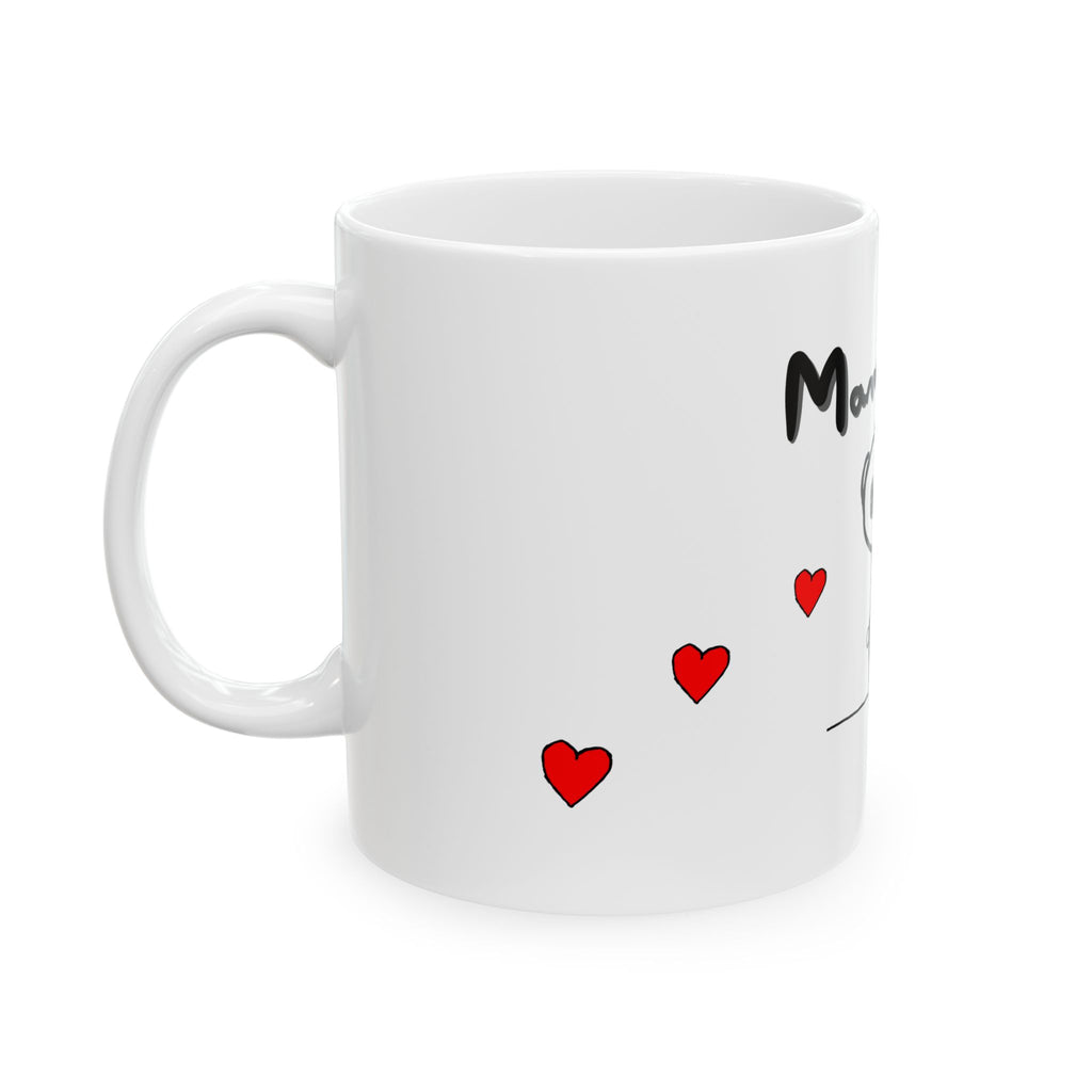 Hand-drawn Mama Bear Ceramic Mug — Cute Mom & Baby Bear Design (11oz/15oz)