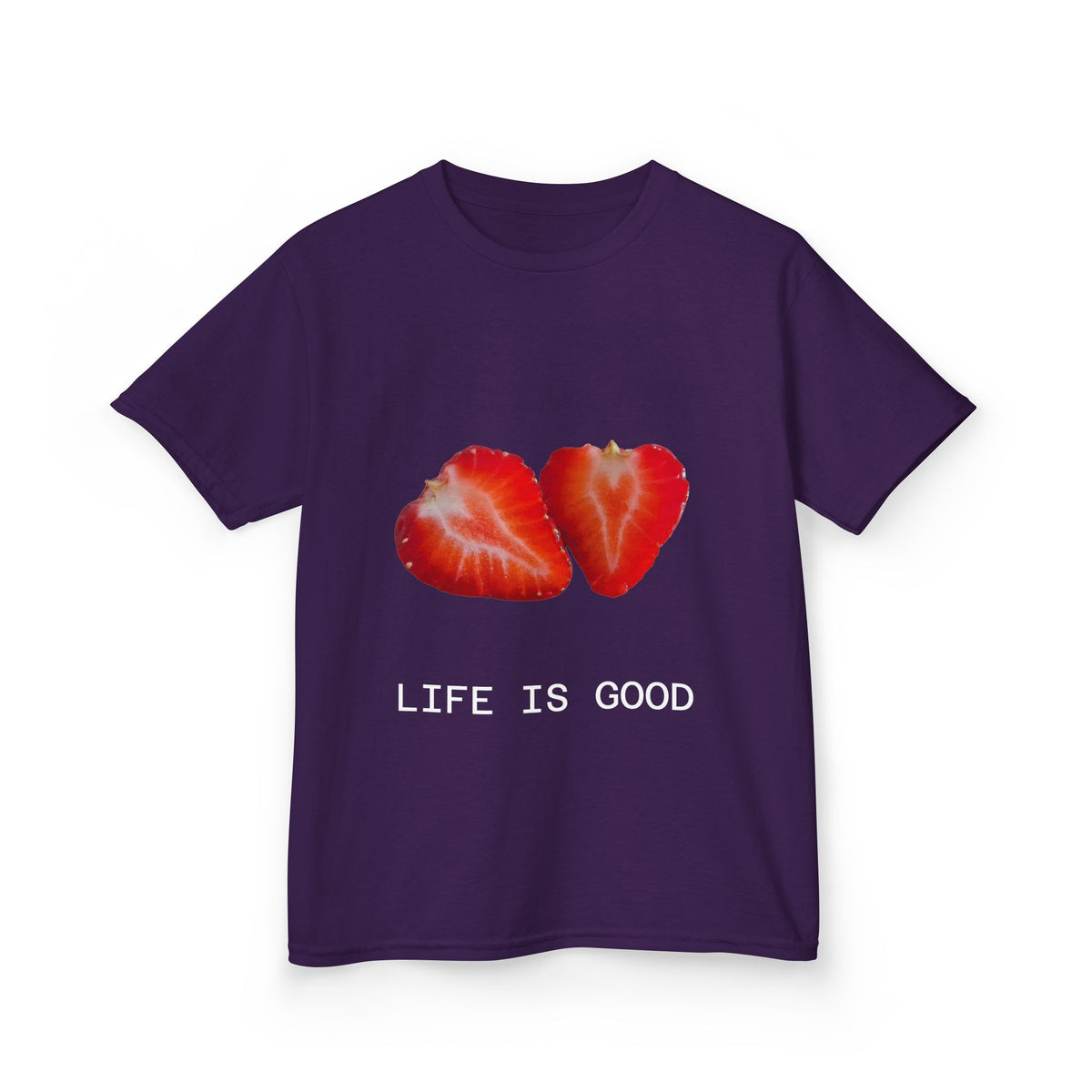 Kids Strawberry Heart Tee — Cute Fruit Graphic Playful Kids T-Shirt