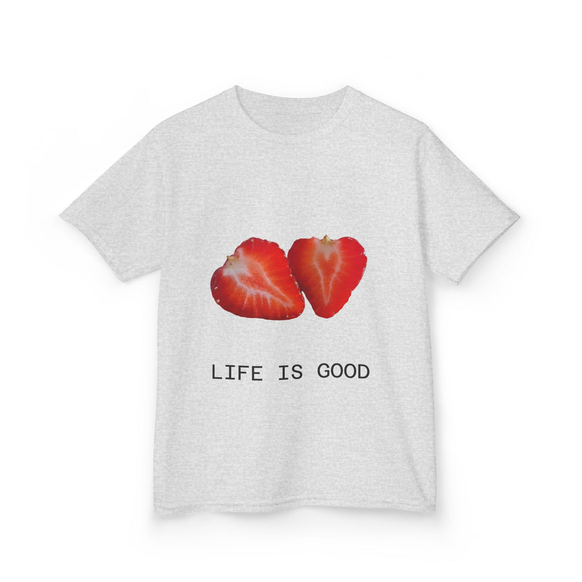 Kids Strawberry Heart Tee — Cute Fruit Graphic Playful Kids T-Shirt