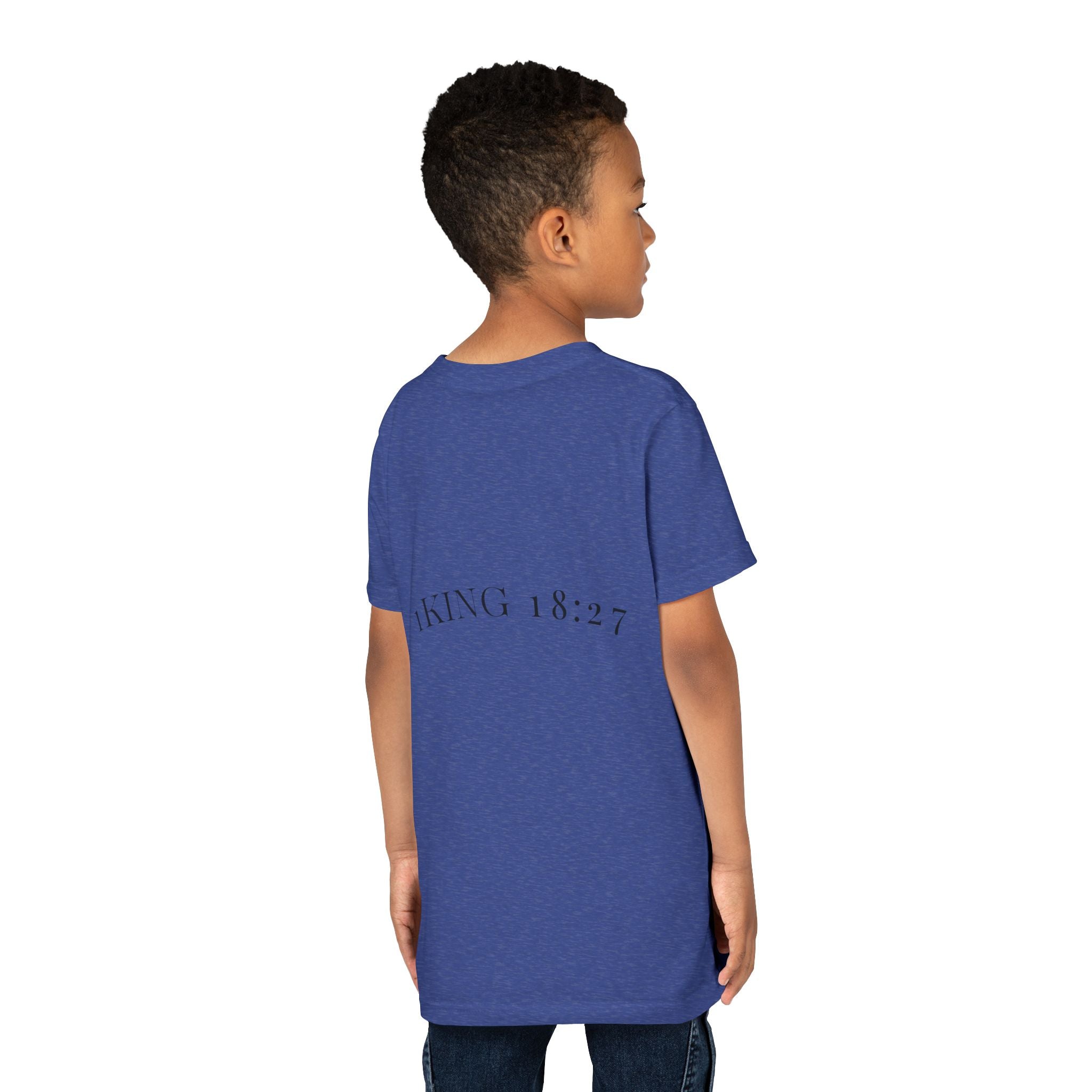 Youth T-Shirt — 1 Kings 18:27 “Don’t Fear Our God Is Strong” (Designed by 12-Year-Old)