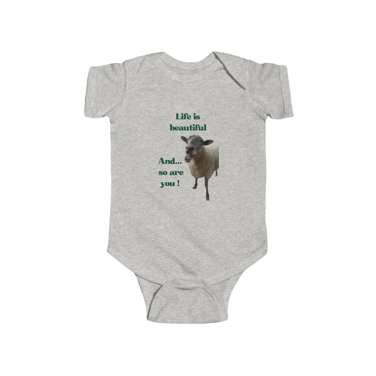 Infant Bodysuit - "Life is beautiful and so are you!" Cute Sheep Baby Onesie