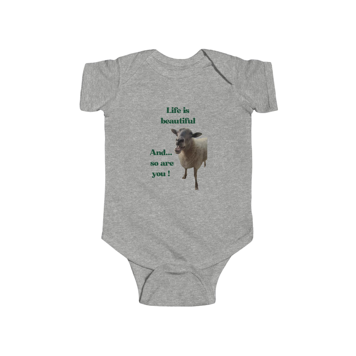 Infant Bodysuit - "Life is beautiful and so are you!" Cute Sheep Baby Onesie