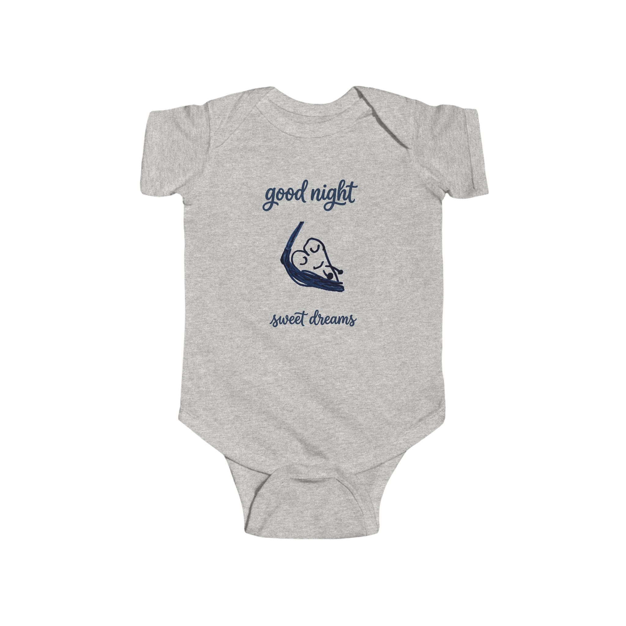 Infant Bodysuit - "Good Night, Sweet Dreams" Hand-Drawn Sleeping Heart Design