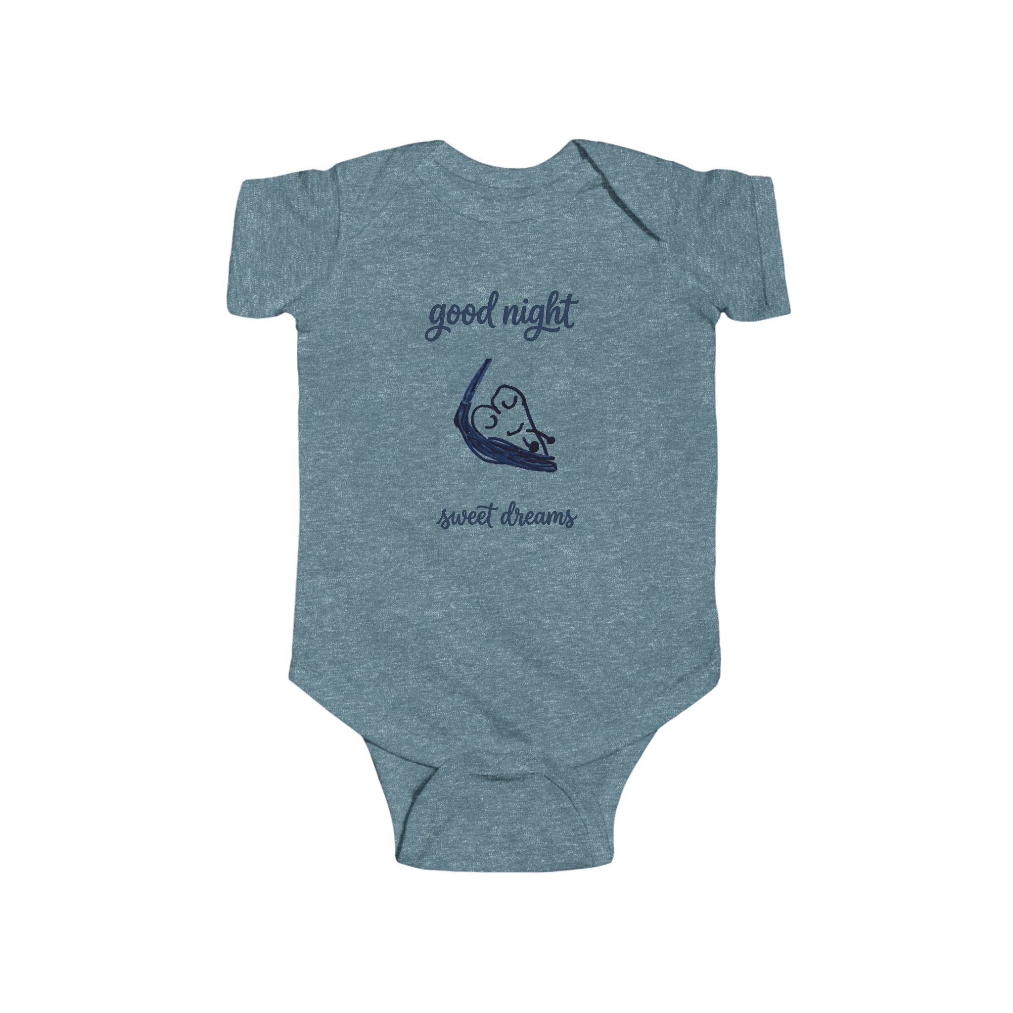 Infant Bodysuit - "Good Night, Sweet Dreams" Hand-Drawn Sleeping Heart Design