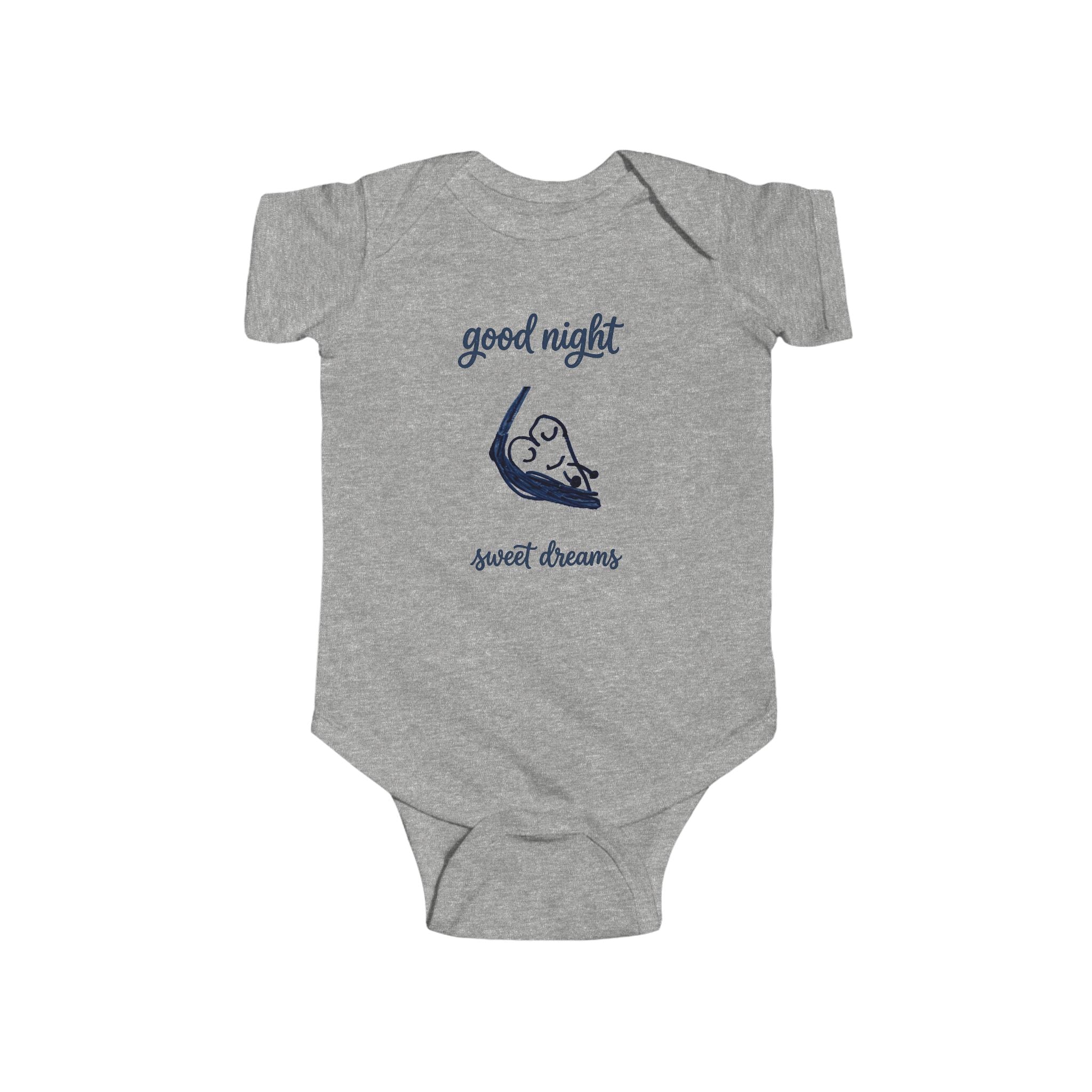 Infant Bodysuit - "Good Night, Sweet Dreams" Hand-Drawn Sleeping Heart Design