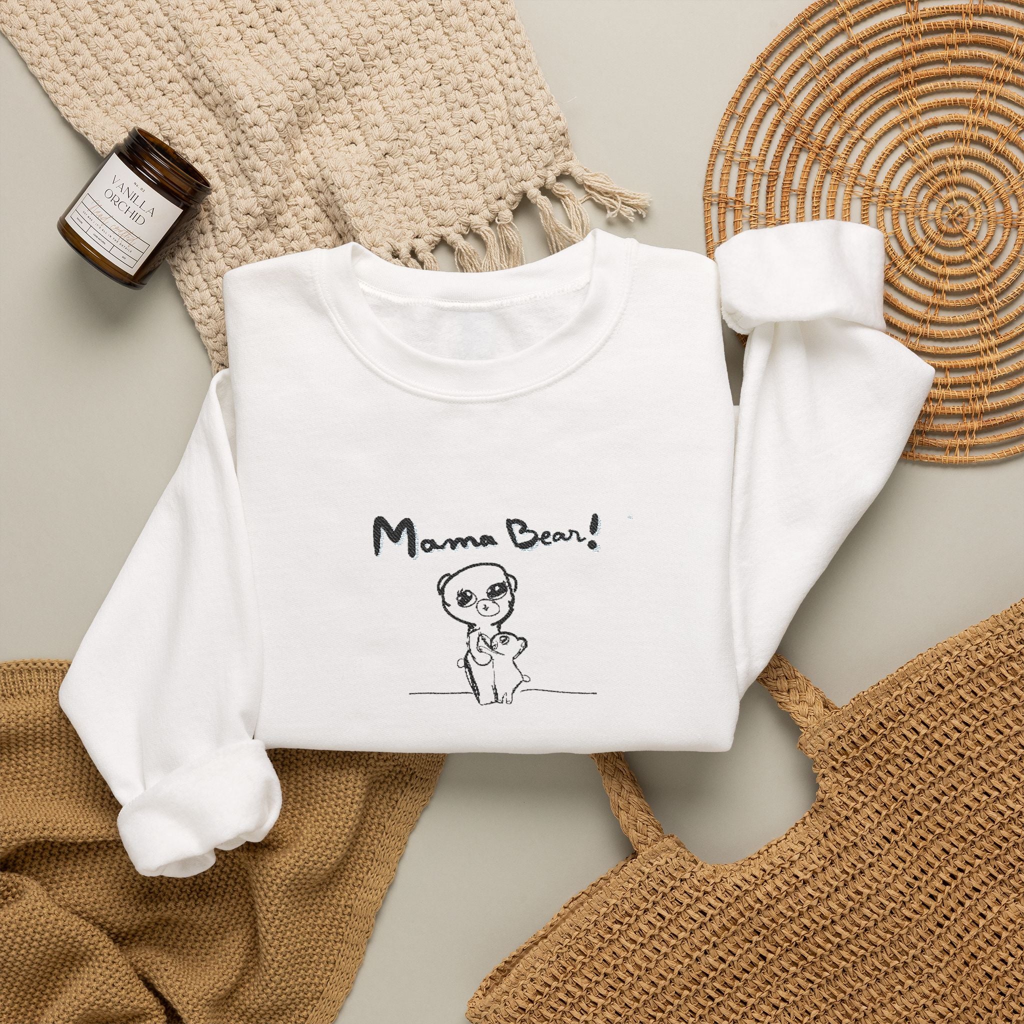 Mama Bear Sweatshirt — Cute Hand-Drawn Bear Crewneck