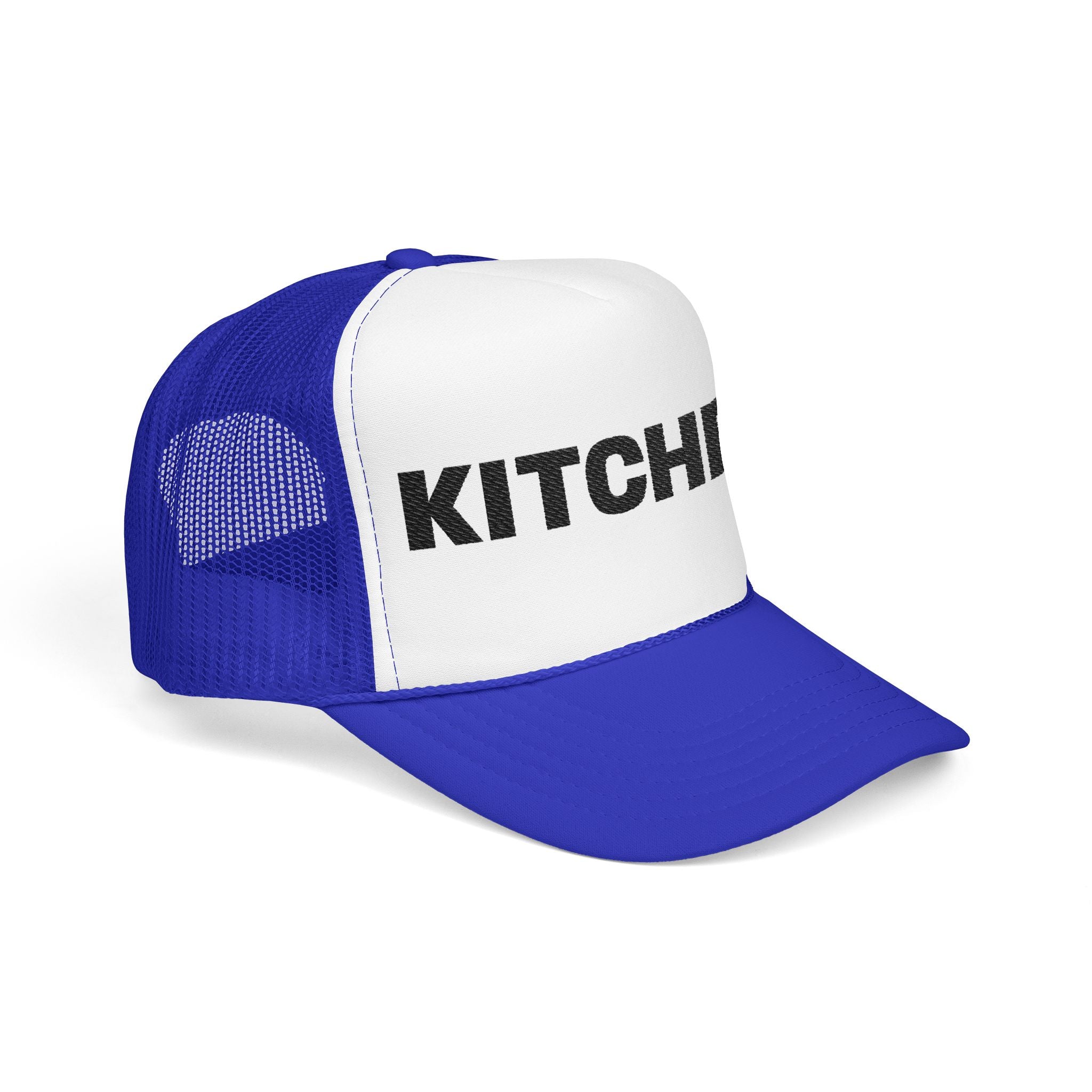 Kitchen Trucker Hat — Retro Foam Front Cap with Bold 'KITCHEN' Text