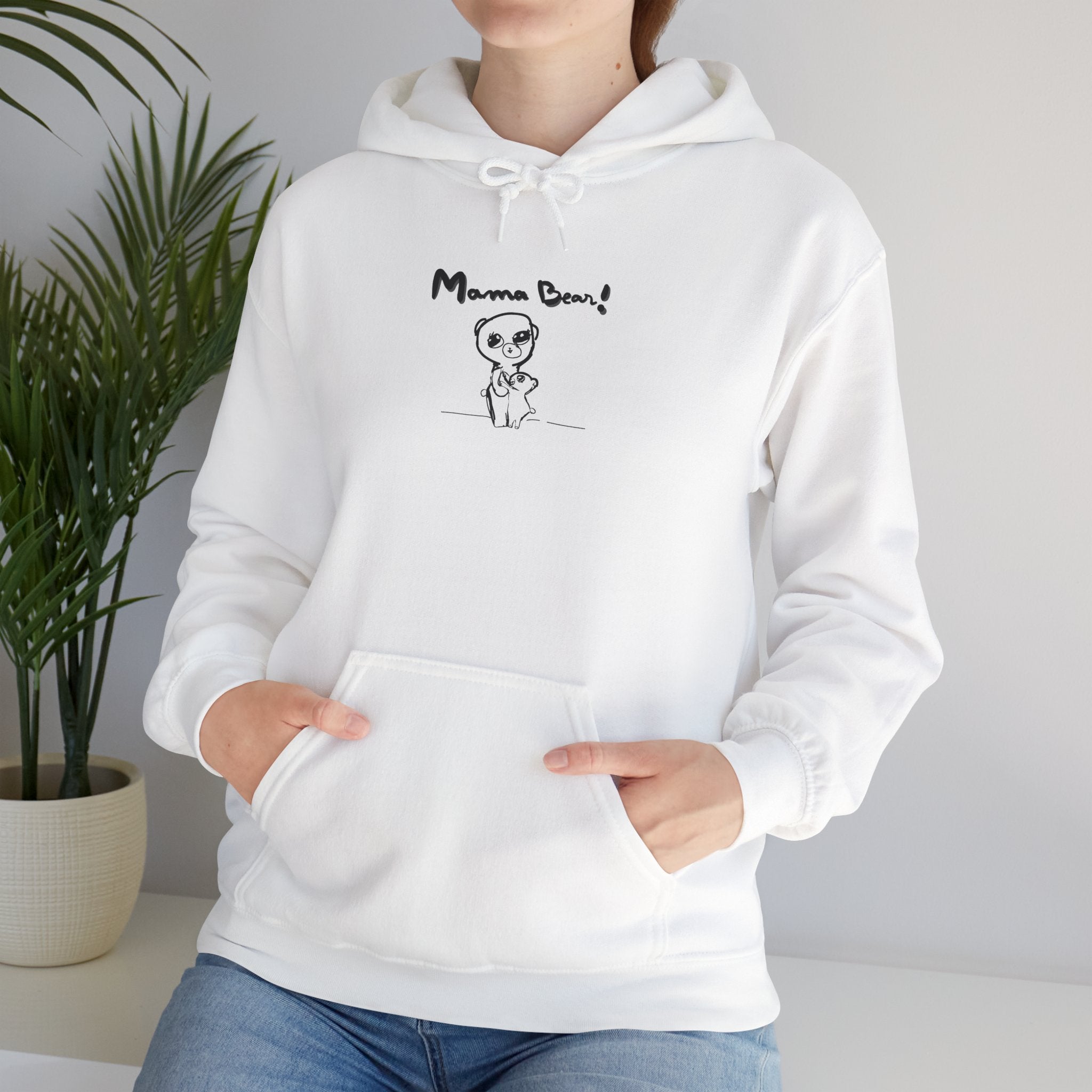 Mom & Child Hand-Drawn Hoodie — Handmade Love Illustration