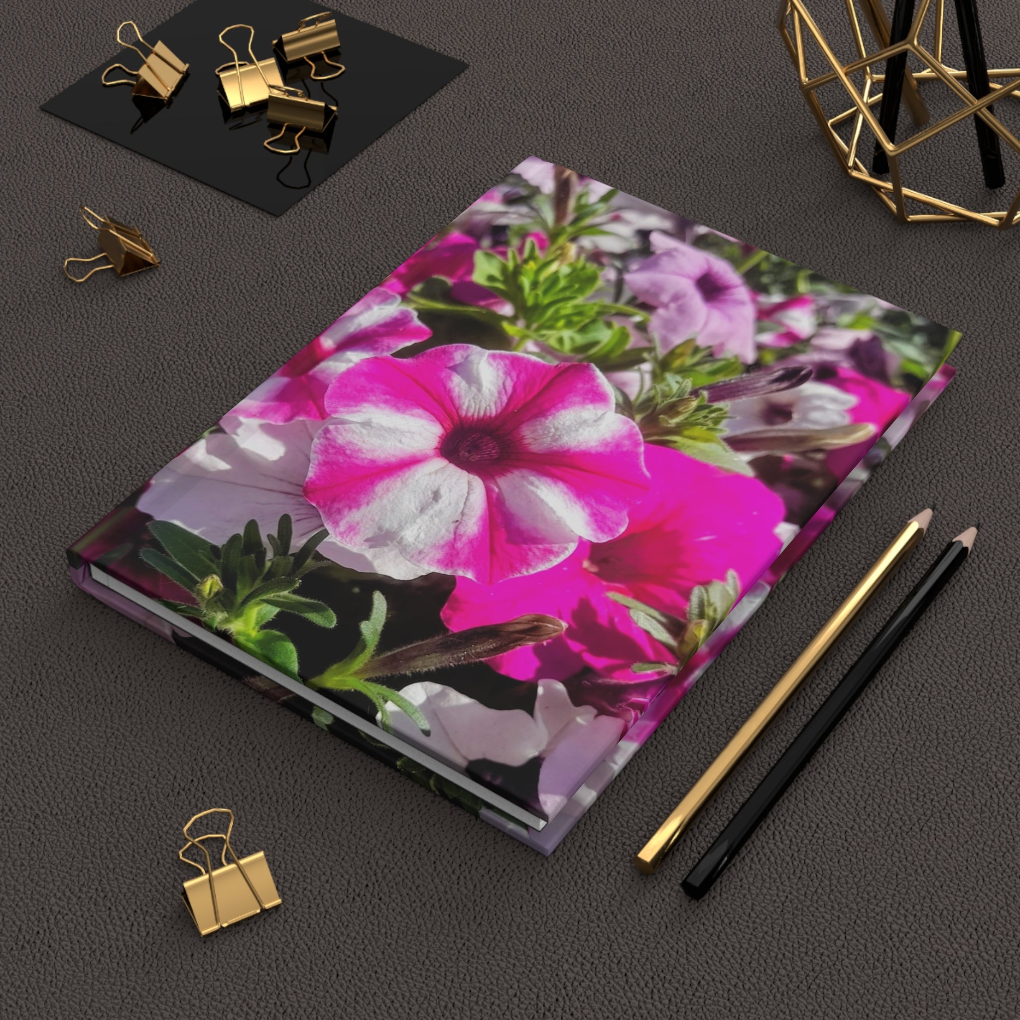 Pink Petunia Hardcover Journal — Floral Notebook for Garden Lovers