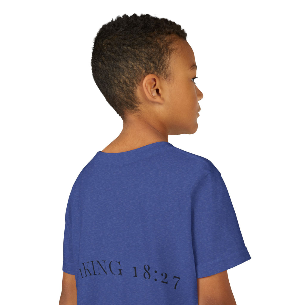 Youth T-Shirt — 1 Kings 18:27 “Don’t Fear Our God Is Strong” (Designed by 12-Year-Old)