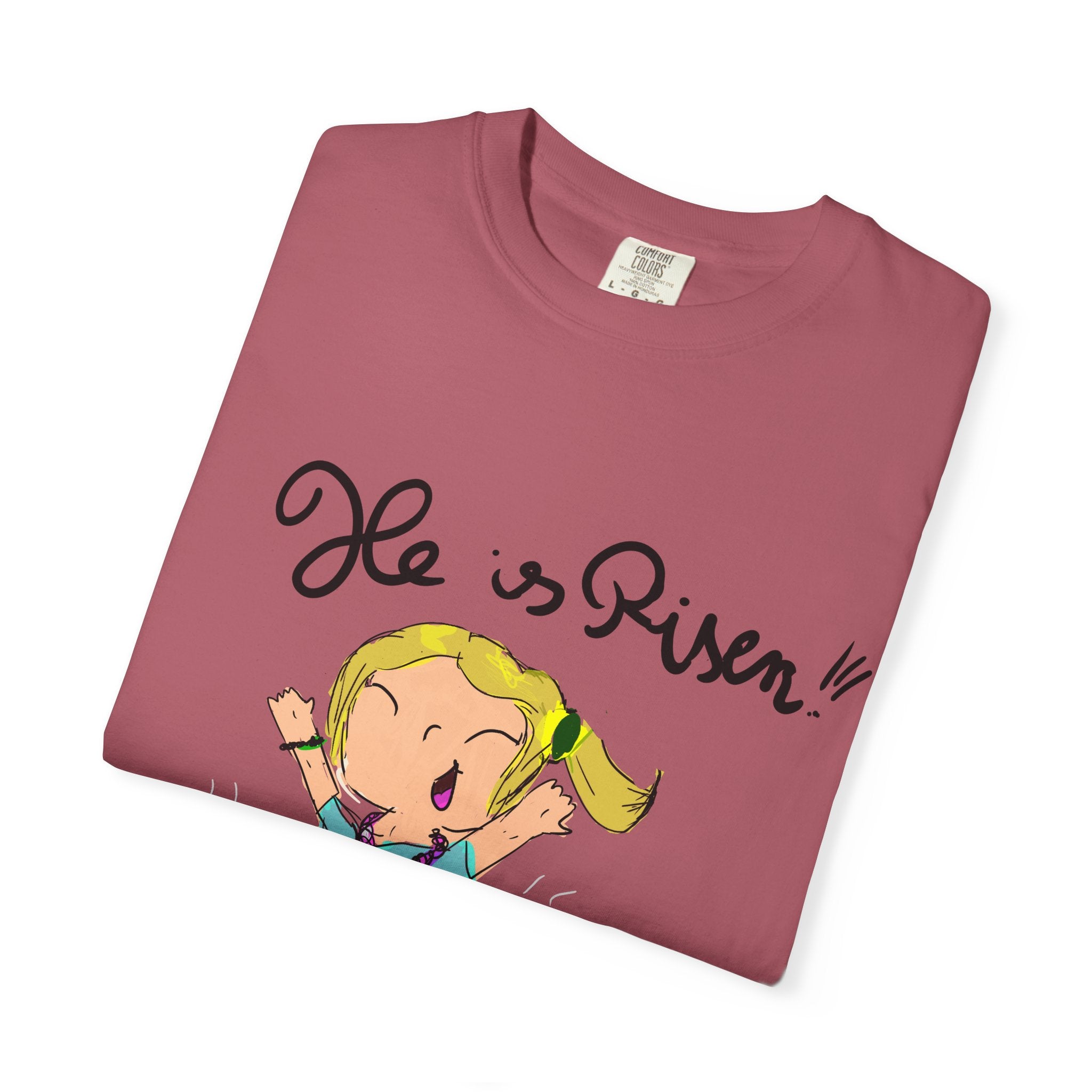 Kids' Hand-Drawn Easter T-Shirt — He Is Risen | P.O.P