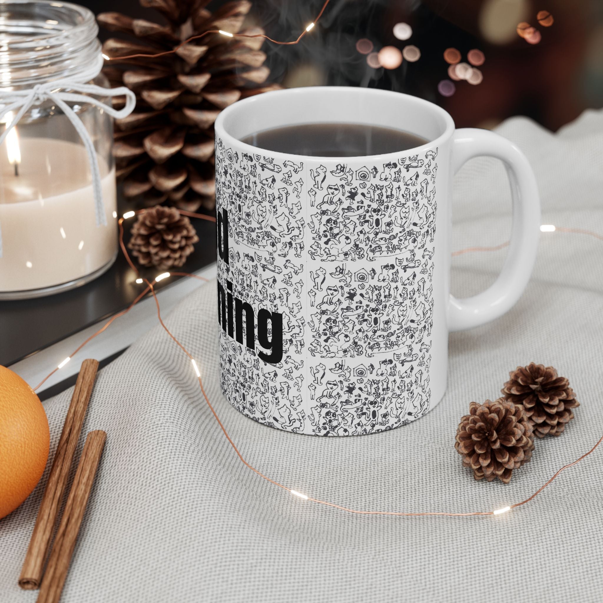 Child’s Kitten Drawing Ceramic Mug — Hand-Drawn Kitty Art (11oz, 15oz)