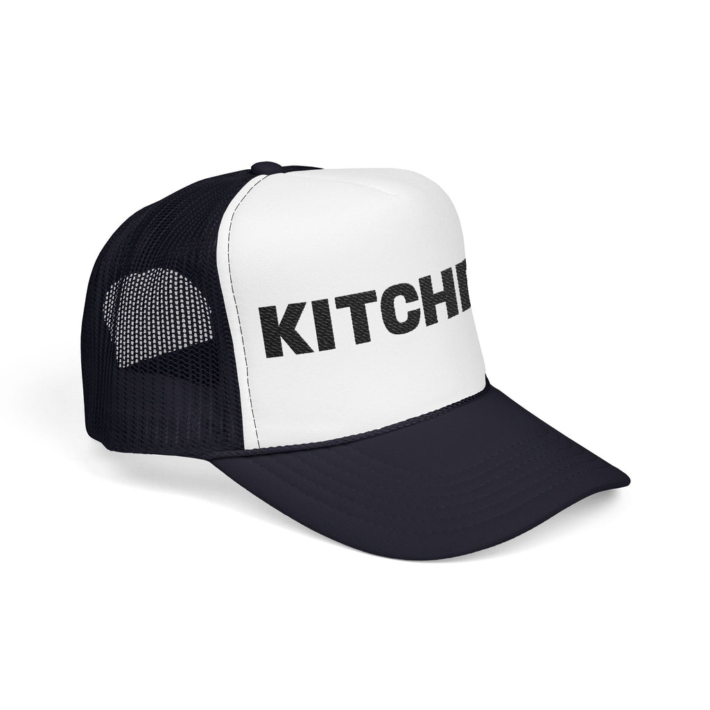 Kitchen Trucker Hat — Retro Foam Front Cap with Bold 'KITCHEN' Text