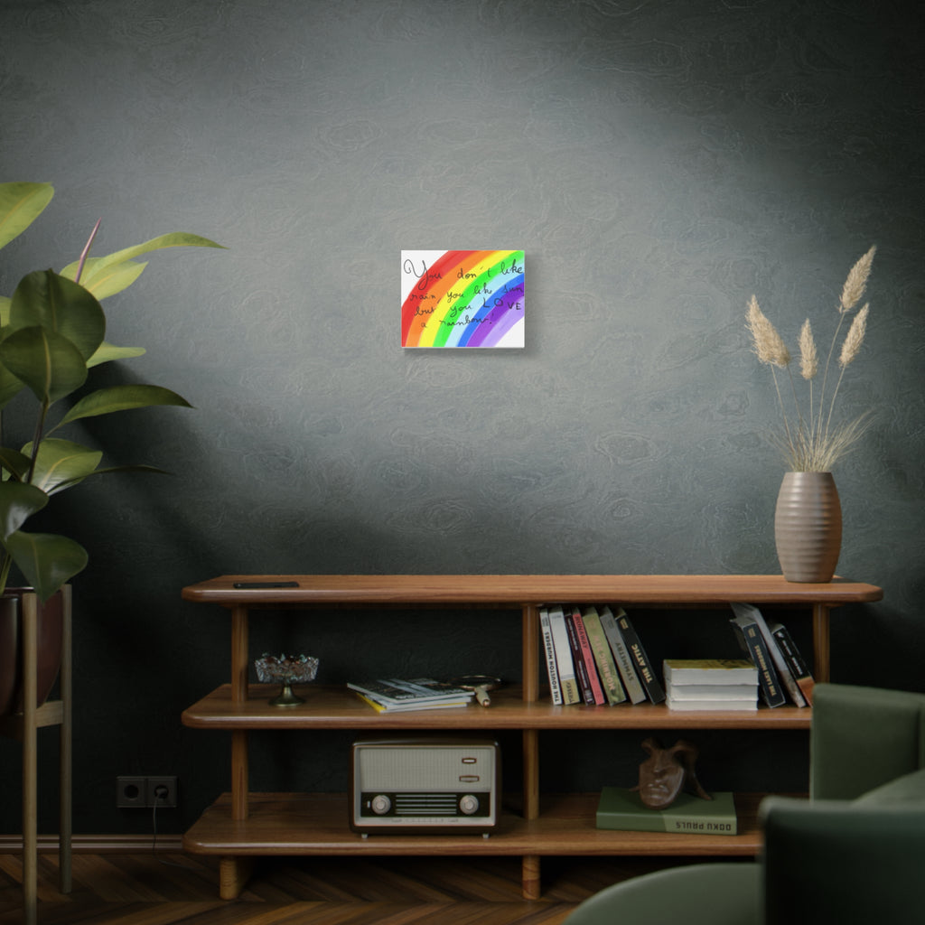 Rainbow Quote and drawing from an eight year old child - Canvas Wall Art — "You don't like rain, you like sun, but you LOVE a rainbow"