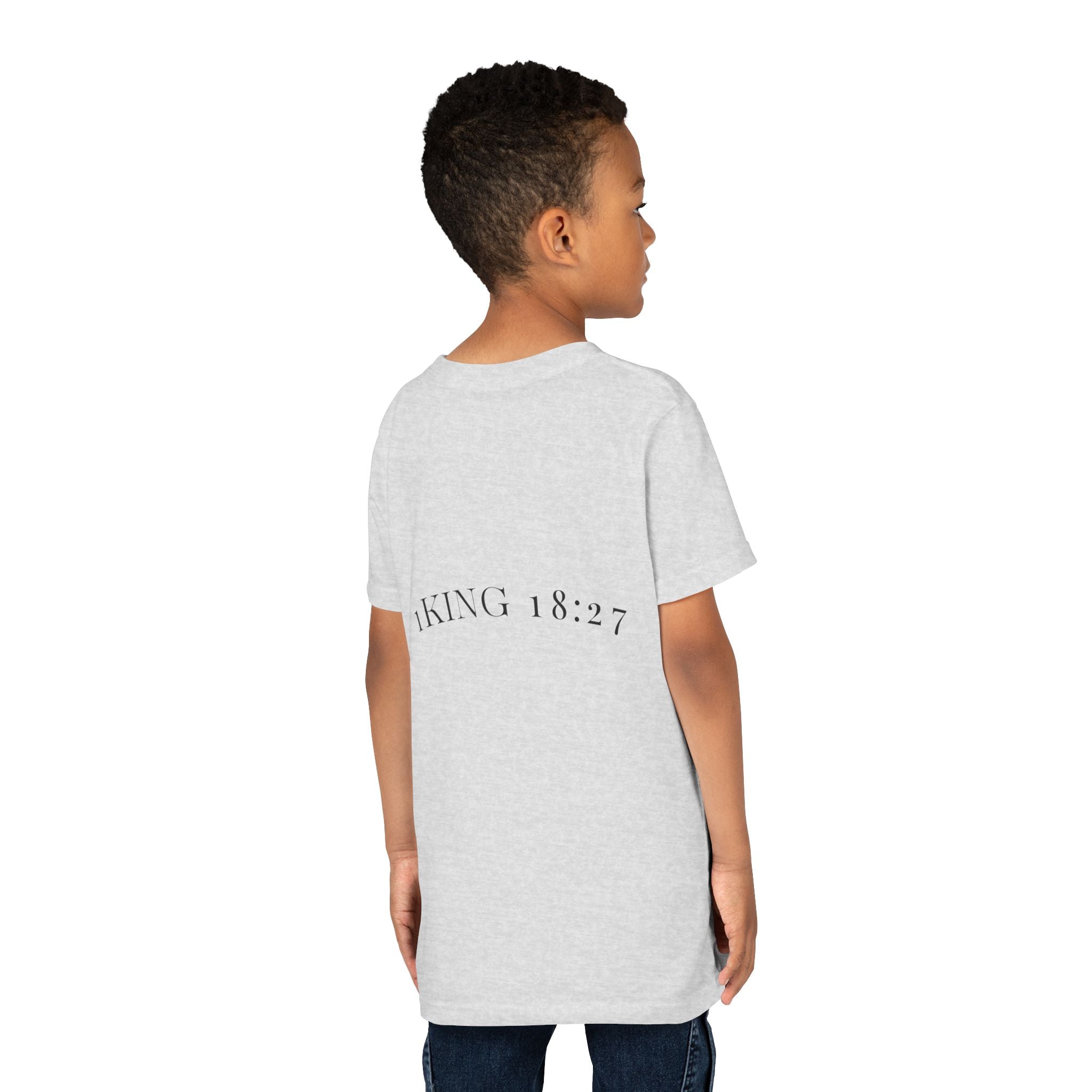 Youth T-Shirt — 1 Kings 18:27 “Don’t Fear Our God Is Strong” (Designed by 12-Year-Old)