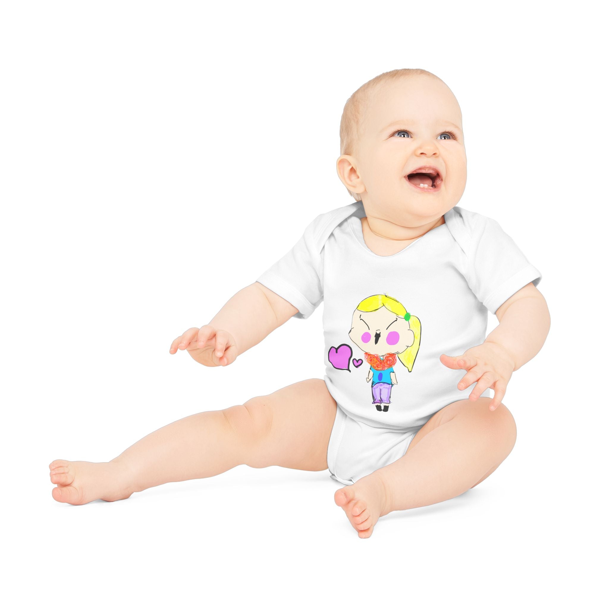 Baby Bodysuit hand-drawn by an 8 year old Girl — Child’s Artwork Infant Organic Short Sleeve