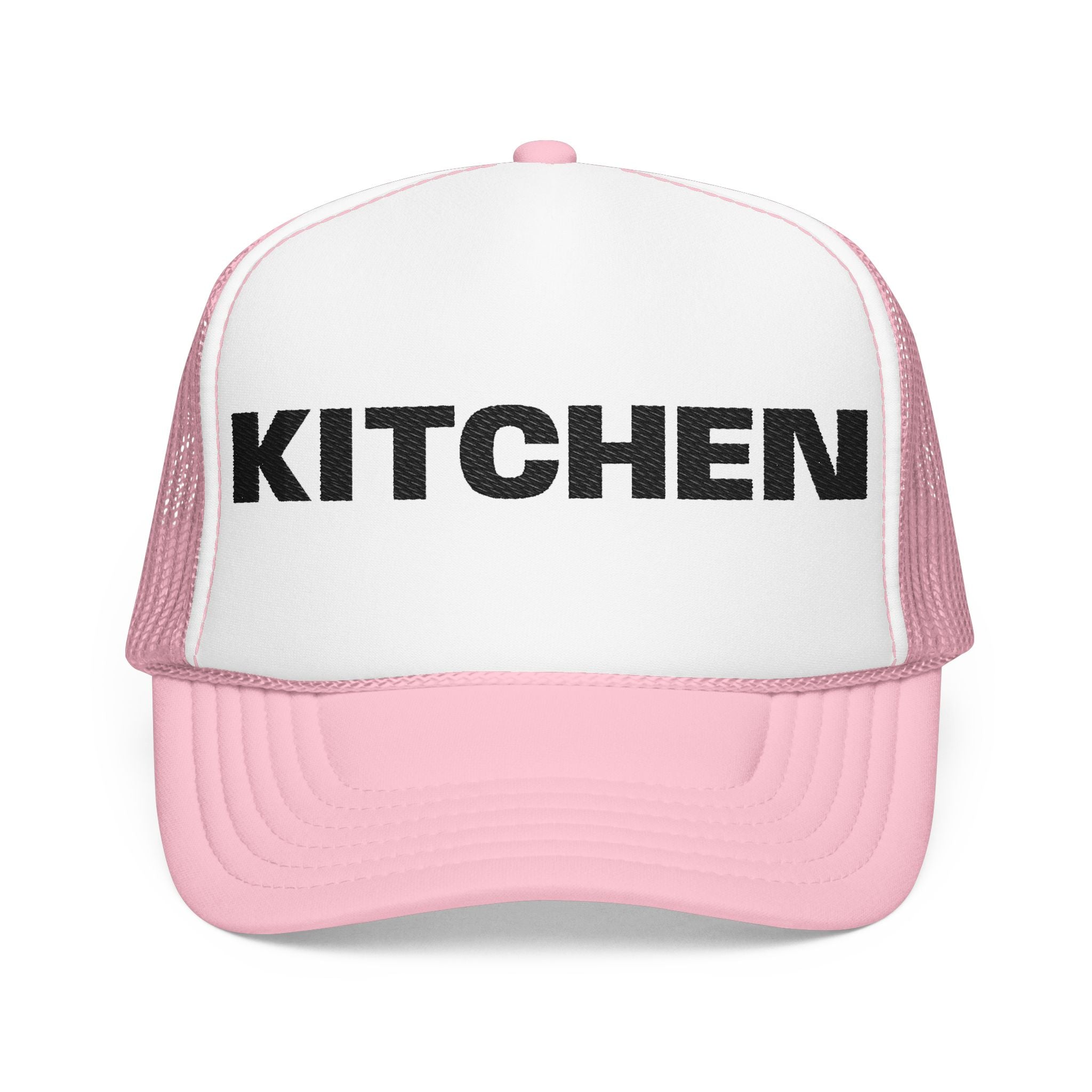 Kitchen Trucker Hat — Retro Foam Front Cap with Bold 'KITCHEN' Text