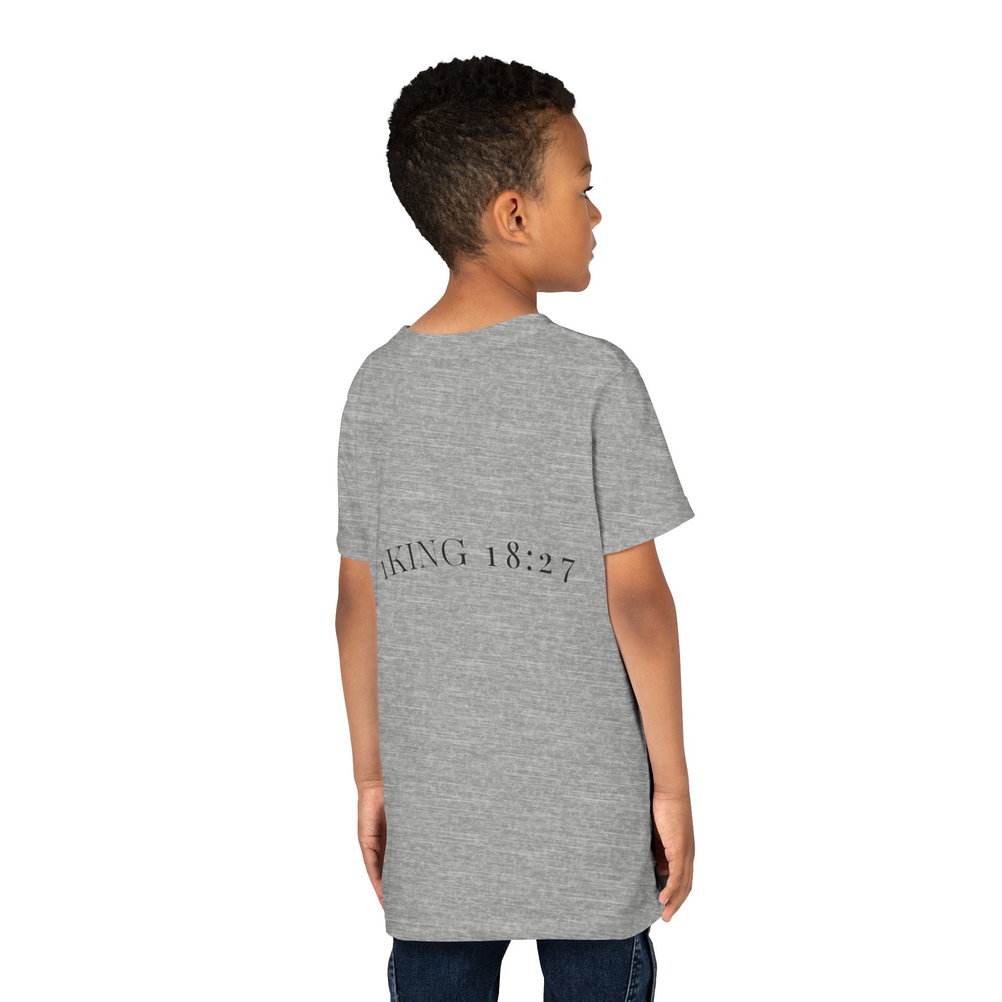 Youth T-Shirt — 1 Kings 18:27 “Don’t Fear Our God Is Strong” (Designed by 12-Year-Old)