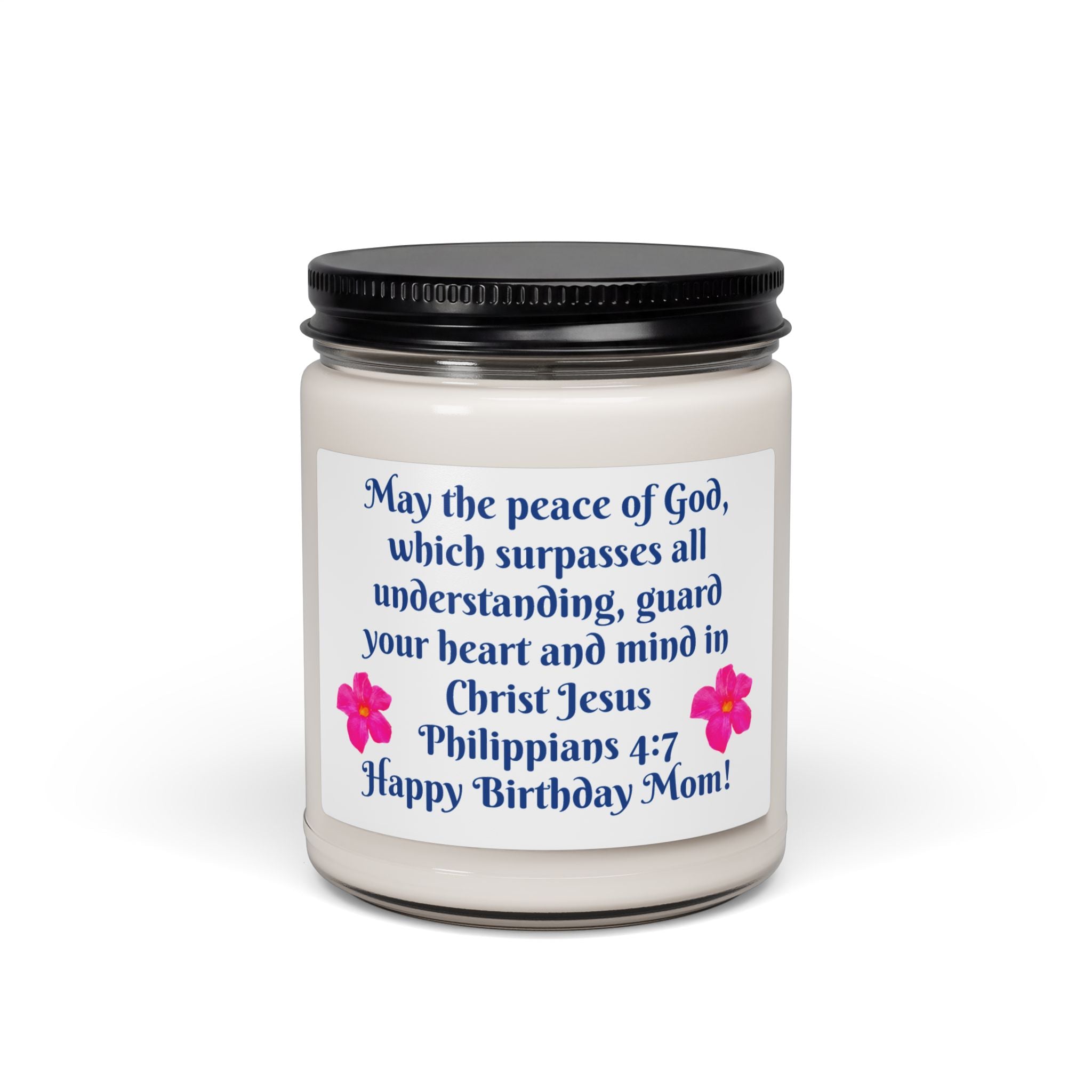 Birthday Mom Soy Candle — "Philippians 4:7" Inspirational Scented Jar (9 oz)