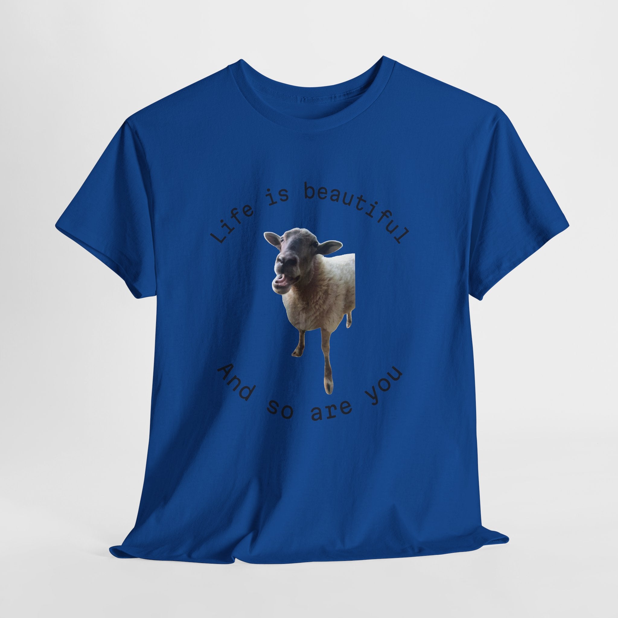 Life Is Beautiful Sheep Tee – 'Life is beautiful and so are you' Positive Graphic T-Shirt