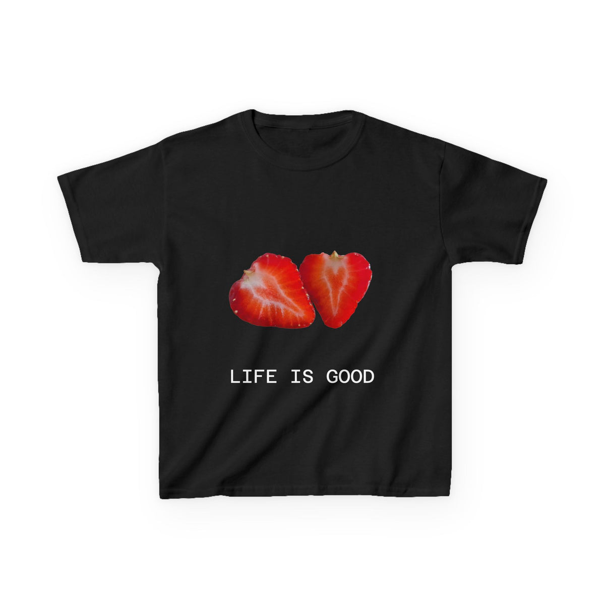 Kids Strawberry Heart Tee — Cute Fruit Graphic Playful Kids T-Shirt