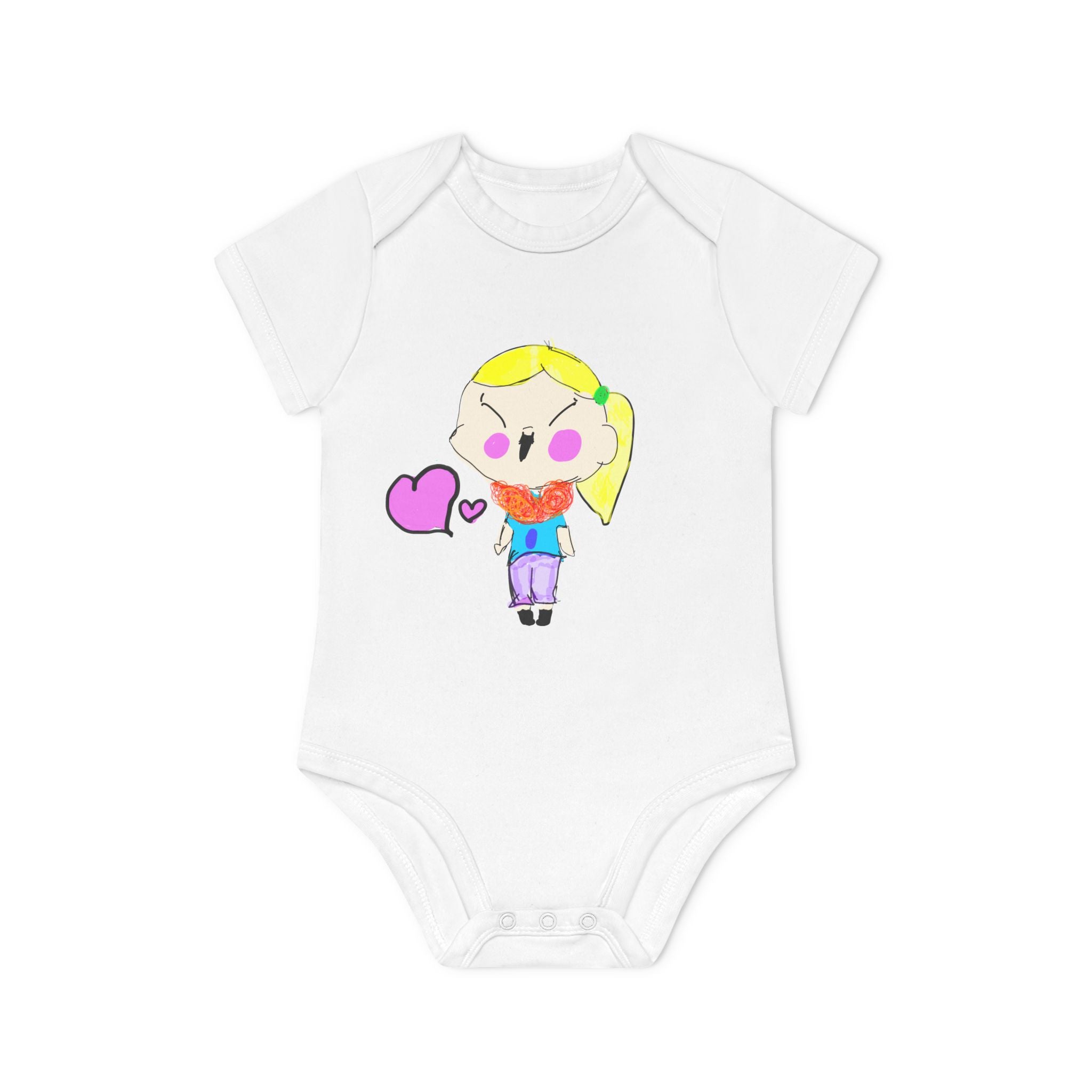 Baby Bodysuit hand-drawn by an 8 year old Girl — Child’s Artwork Infant Organic Short Sleeve