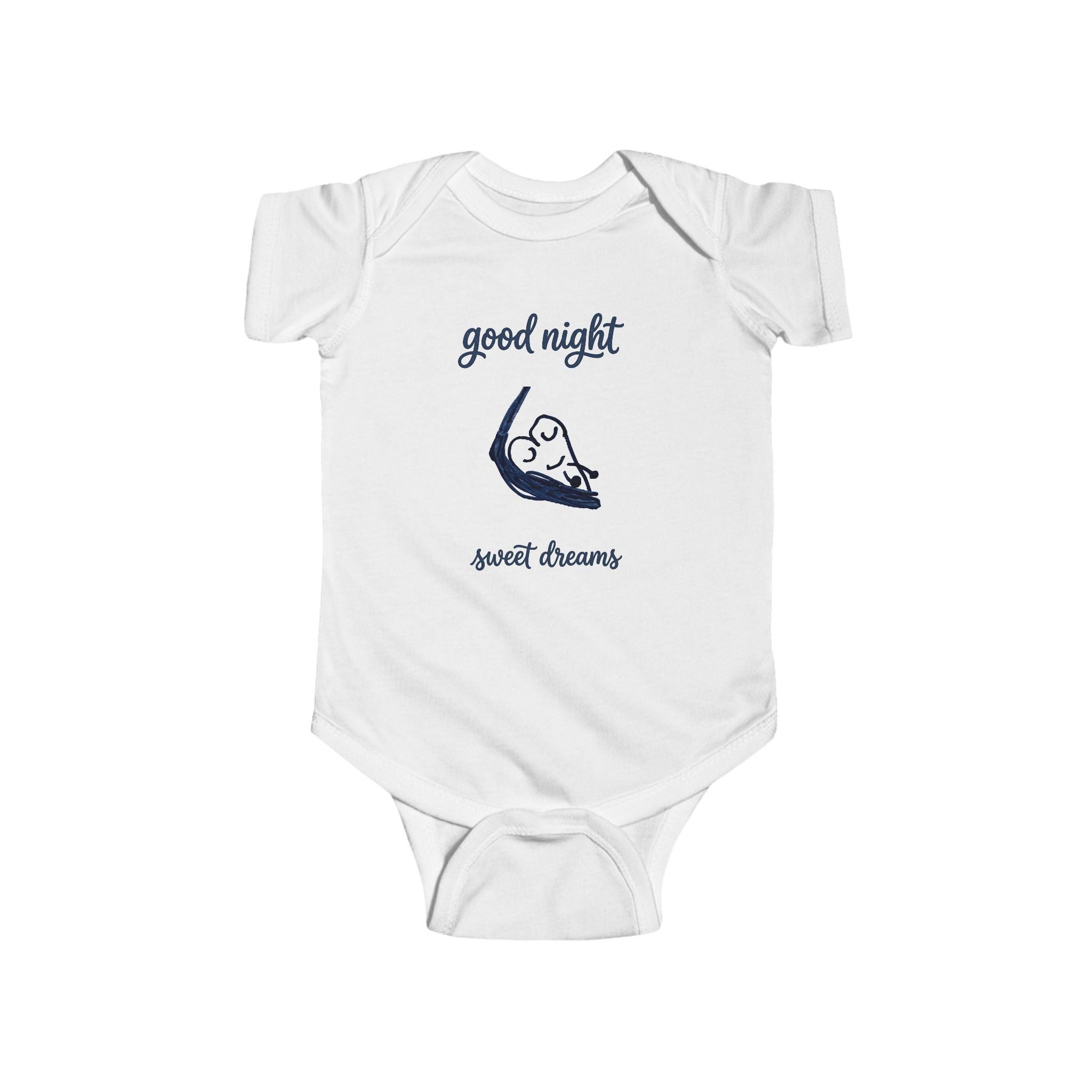 Infant Bodysuit - "Good Night, Sweet Dreams" Hand-Drawn Sleeping Heart Design