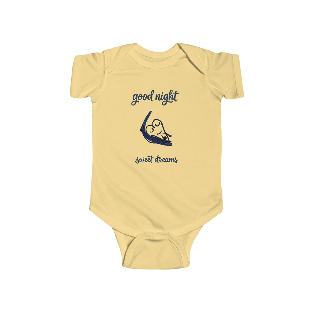 Infant Bodysuit - "Good Night, Sweet Dreams" Hand-Drawn Sleeping Heart Design