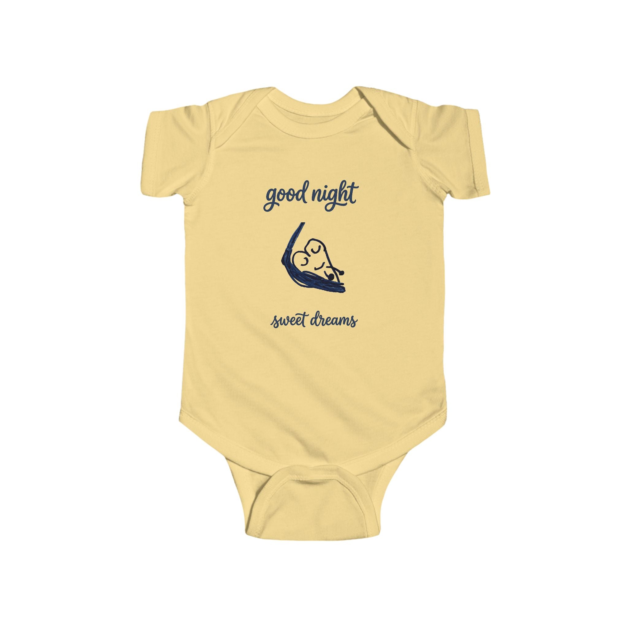 Infant Bodysuit - "Good Night, Sweet Dreams" Hand-Drawn Sleeping Heart Design