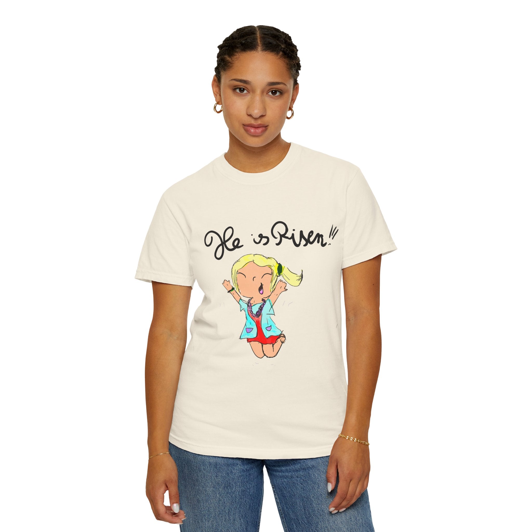 He Is Risen! Kids’ Hand-Drawn T-Shirt — Child Art Tee