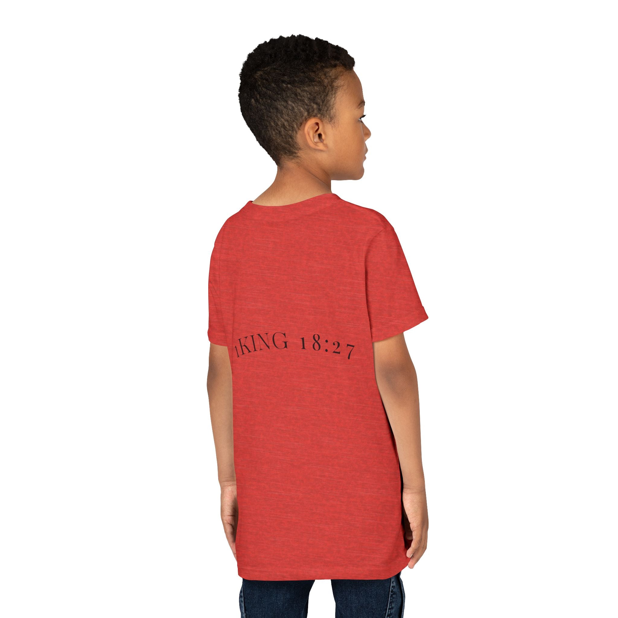 Youth T-Shirt — 1 Kings 18:27 “Don’t Fear Our God Is Strong” (Designed by 12-Year-Old)