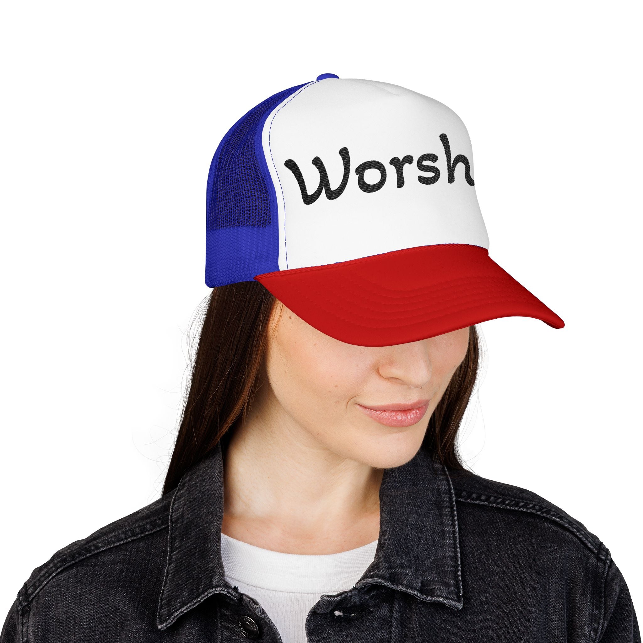 Worship Team Foam Trucker Hat — 'Worship' Church Camp & Service Cap