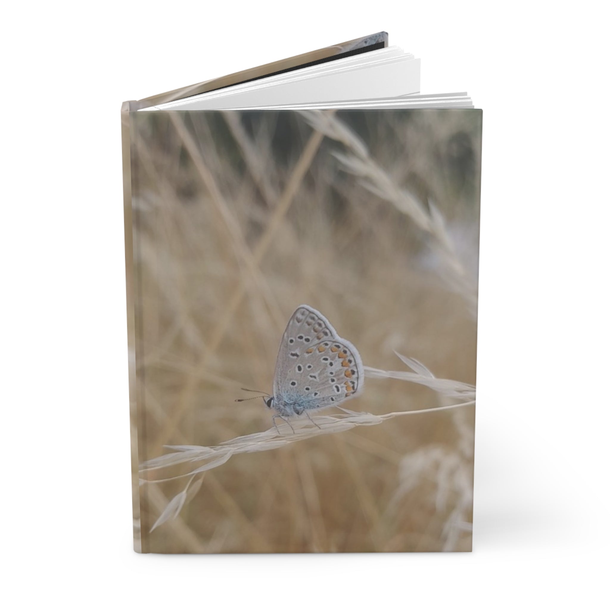 Delicate Blue Butterfly Hardcover Journal — Matte Nature Writing Notebook