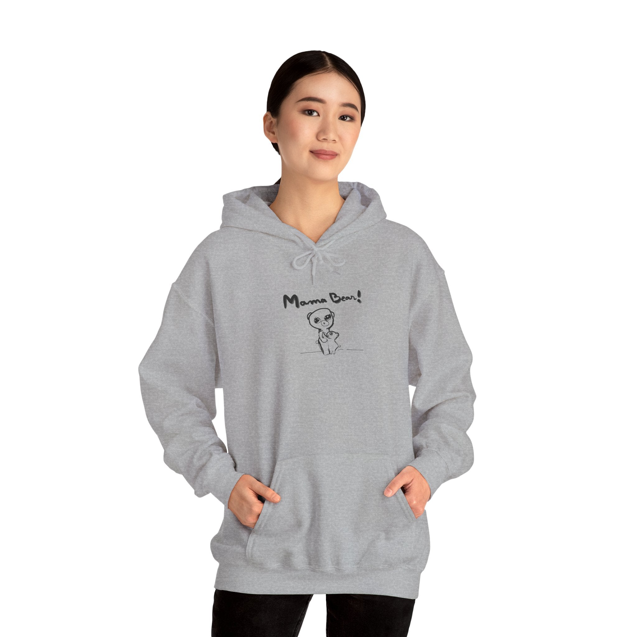 Mom & Child Hand-Drawn Hoodie — Handmade Love Illustration