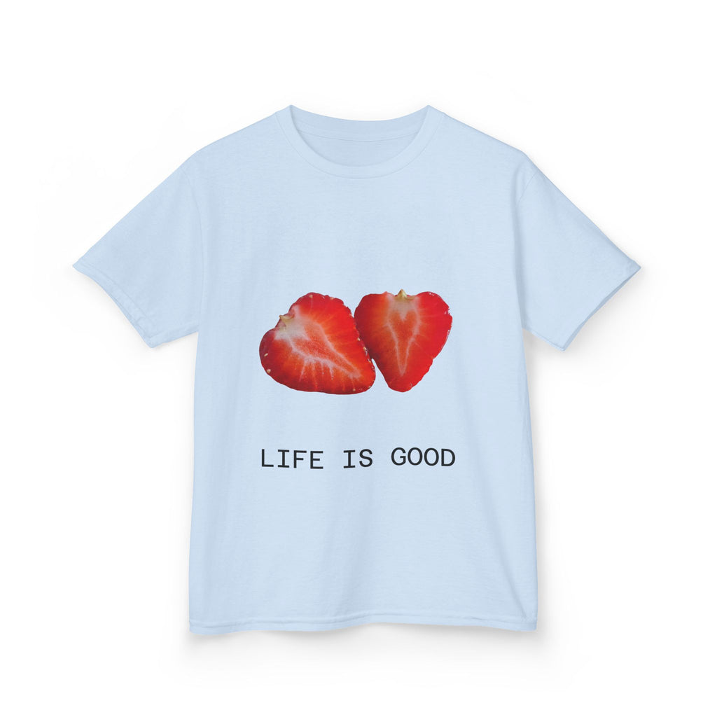 Kids Strawberry Heart Tee — Cute Fruit Graphic Playful Kids T-Shirt