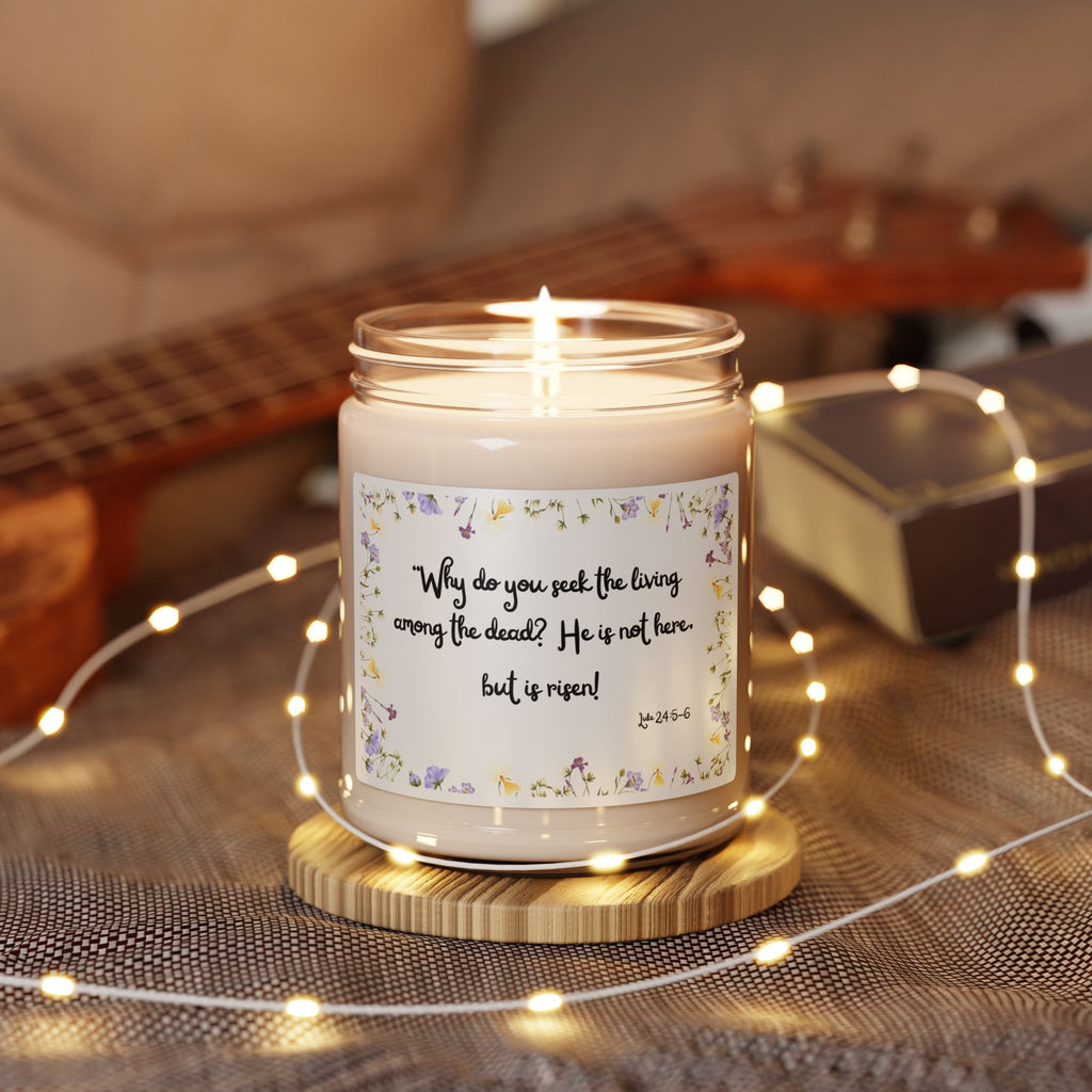 Easter Christian Scented Soy Candle — 9oz | Gift for Family & Church "He is Risen"